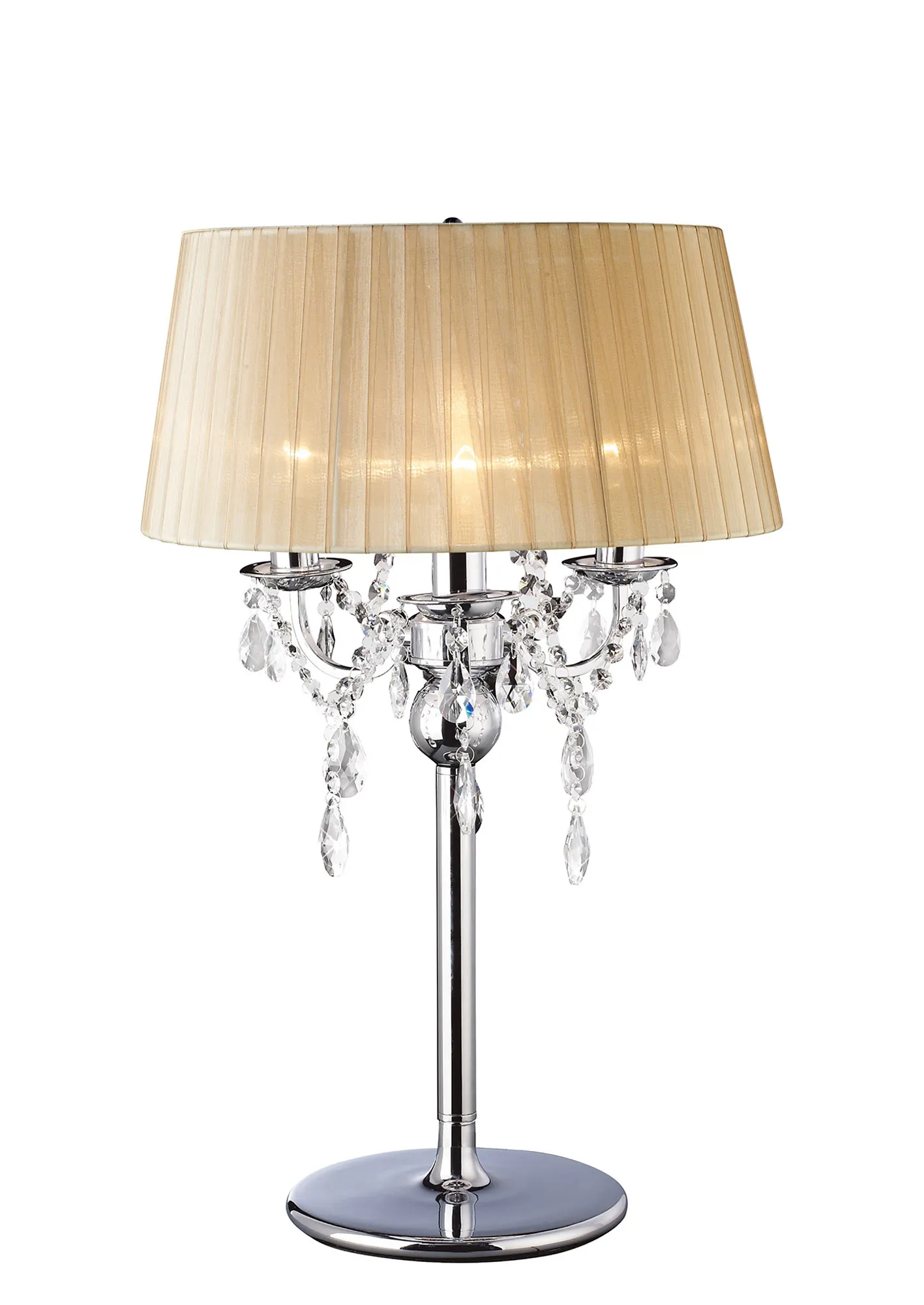 Olivia Polished Chrome-Soft Bronze Crystal Table Lamps Diyas Shaded Table Lamps